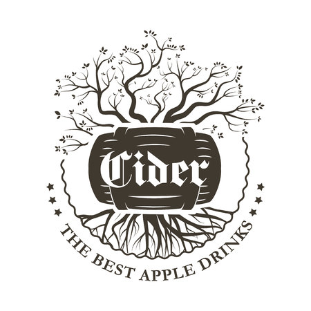 The Apple logo of an alcoholic beverage in a barrel.のイラスト素材