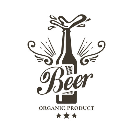 Logo beer bottle labeled organic.のイラスト素材