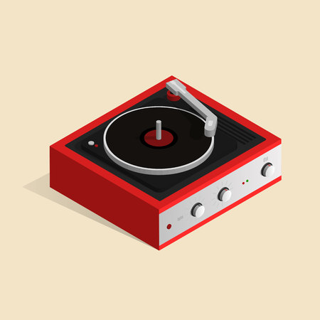 Isometric image of a gramophone in a retro style.のイラスト素材
