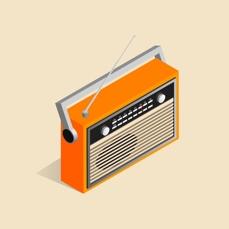 Isometric image of an old retro radio.のイラスト素材