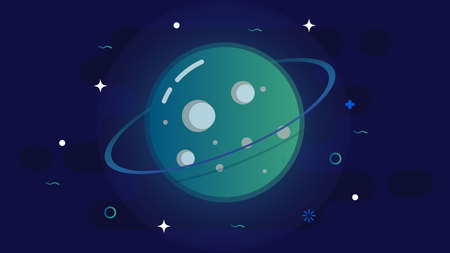 Glass green planet with its surrounding ring.のイラスト素材