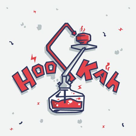 Cartoon hookah red and white color on white background.のイラスト素材