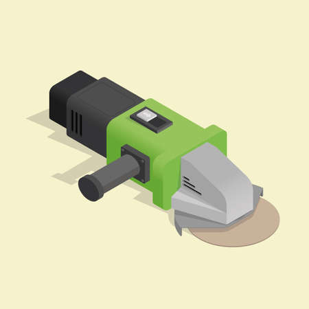 Electric angle grinder for construction in an isometric projection.のイラスト素材