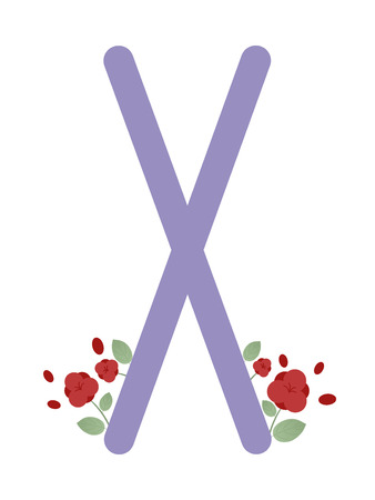 Fleece Scandinavia. Vector illustration of the rune Gebo. The symbol of the letter Futhark. Spiritual esoteric. Fleece with leaves and flowers.のイラスト素材