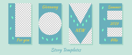 A set of minimalist stories for social networks. Frame. Package to create your unique content. Templates for stories. Turquoise set.のイラスト素材