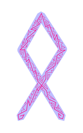 Othala Rune. Ancient Scandinavian runes. Runes senior futarka. Magic, ceremonies, religious symbols. Predictions and amulets. Ornament lightning. White backgroundのイラスト素材