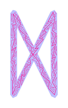 Dagaz Rune. Ancient Scandinavian runes. Runes senior futarka. Magic, ceremonies, religious symbols. Predictions and amulets. Ornament lightning. White backgroundのイラスト素材