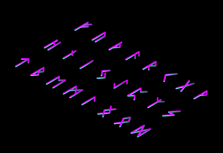 Set of ancient runes. Runic Norwegian Scandinavian alphabet. Senior futark. Ancient occult symbols. Isometry Vector. Black background. Neonのイラスト素材