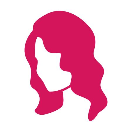 Women s retro hairstyle of the 50s. Hollywood wave of hair. Glamorous female hairstyle. Icon for the design of hairdressers and hair stylists. Fashionable pink hair color.のイラスト素材