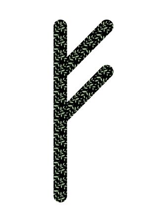 Fehu. Ancient Norse Fleece Futhark. Used in magic scripts, amulets, fortune telling. Scandinavian and Germanic writing.のイラスト素材