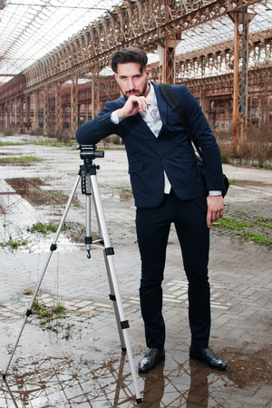 young manager with dress on a metropolitan backgroundの写真素材