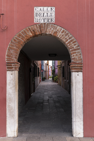 Street of Burano, Venice, Italyのeditorial素材