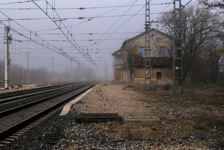 View of old train station, Spainの写真素材