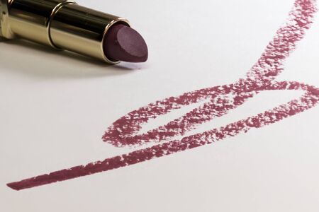 Detail drawing with a lipstick. Photographed in studioの写真素材