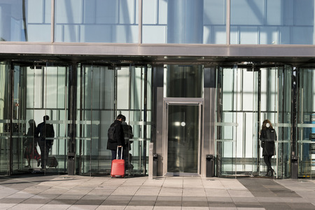 Entry to work in the business center four towers in Madrid. Spainのeditorial素材