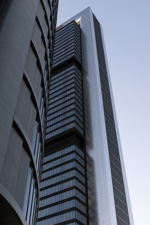 Detail of skyscraper business center four towers in Madrid. Spain