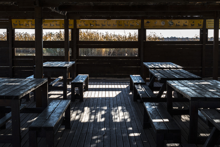 picnic area of La Fonda natural park, Elche, Spainのeditorial素材