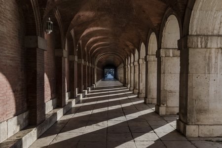 Detail of arches of the Royal Palace of Aranjuez, Madrid, Spainのeditorial素材