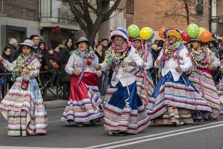 Carnival parade. Madrid, February 9, 2018. Spain. Woman in disguise