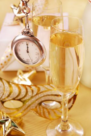two glasses with champagne for New Year 