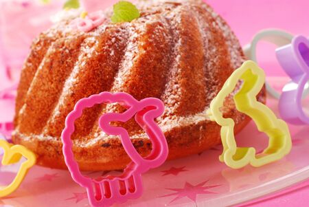 traditional ring cake with icing sugar for easter