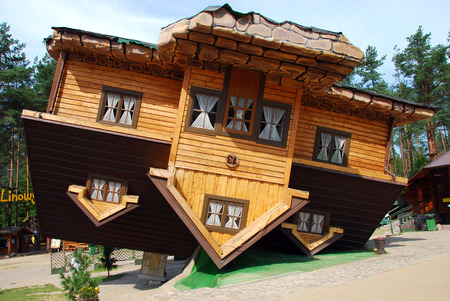 famous wooden house on the roof in Szymbark in northern Polandのeditorial素材