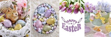 easter border with collection of beautiful pastel color decoration's pictures