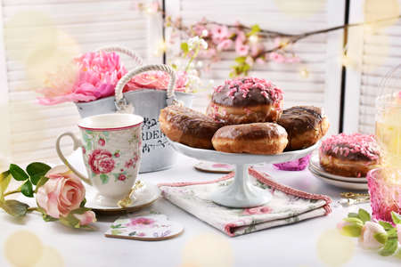 traditional polish donuts with icing sugar for Fat Thursday party