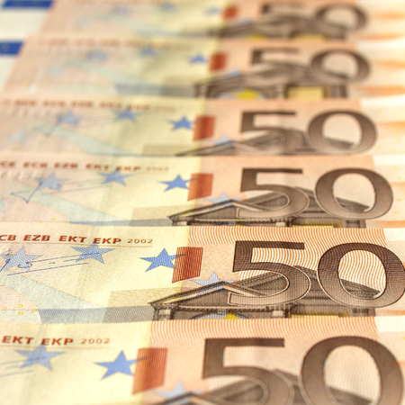 Euro banknote (currency of the European Union) - selective focusの写真素材