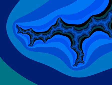 Abstract Julia Set fractal illustration with shades of deep blue useful as a backgroundの写真素材