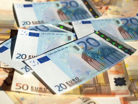 Euro banknote (currency of the European Union) - selective focusの写真素材