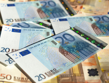 Euro banknote (currency of the European Union) - selective focusの写真素材