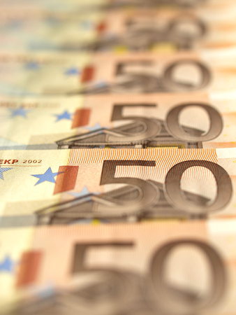 Euro banknote (currency of the European Union) - selective focusの写真素材