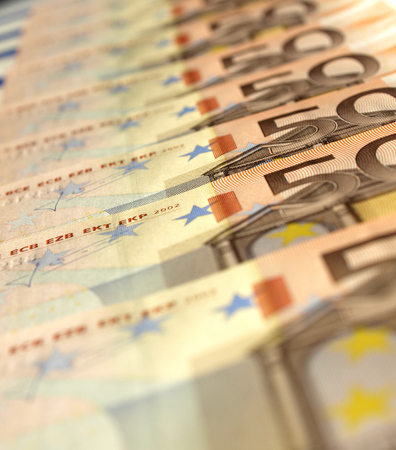 Euro banknote (currency of the European Union) - selective focusの写真素材