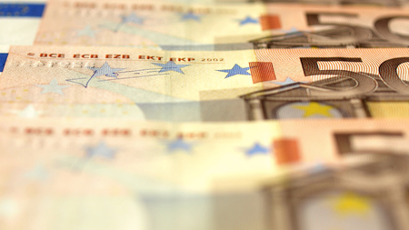Euro banknote (currency of the European Union) - selective focusの写真素材