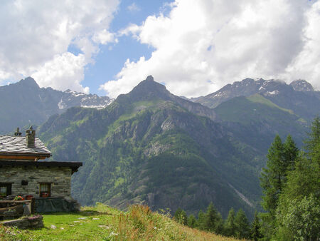 Aosta Valley mountains in Cervinia in Italyのeditorial素材