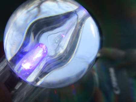 Macro view of the lantern's lilac light and its external and internal shape, taken in afternoon light.の写真素材