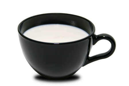 Cup with milk on a white backgroundの写真素材
