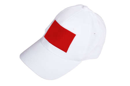White cap for baseball on a white backgroundの写真素材