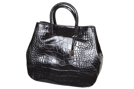 Brilliant leather bag on a white backgroundの写真素材