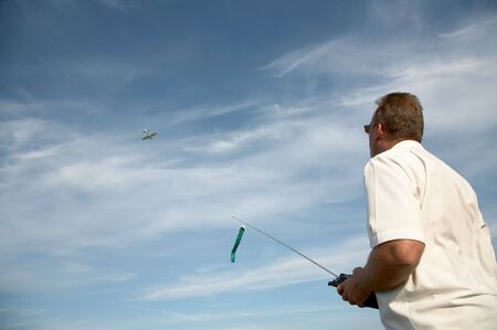 Management of model of the plane on a background of the skyの写真素材