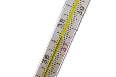 The medical thermometer with a heat on a white background