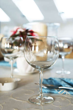 Beautiful glass for wine at modern restaurant