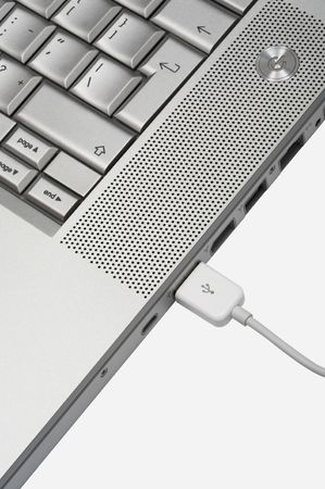 Connection to modern notebook on a white background
