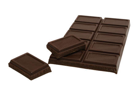 Tasty dark chocolate on a white background