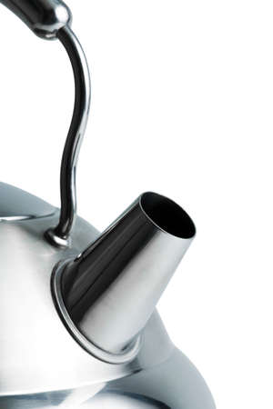Modern metal teapot on a white background