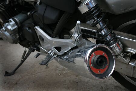 The shining muffler of a modern sports motorcycleの写真素材