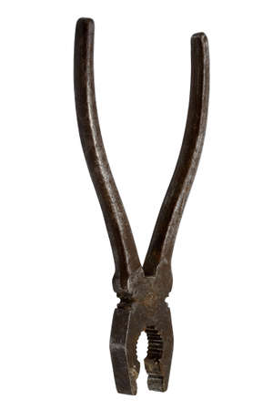 Steel and old pliers on a white background