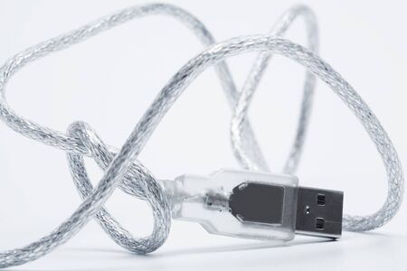 New wire USB on a grey backgroundの写真素材