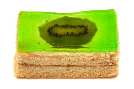 Cake with kiwi on a white backgroundの写真素材